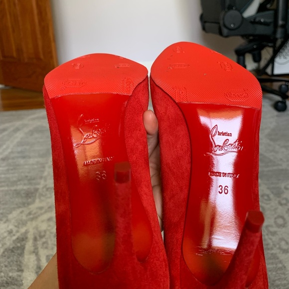 Louboutin 85mm red suede heels main image 3